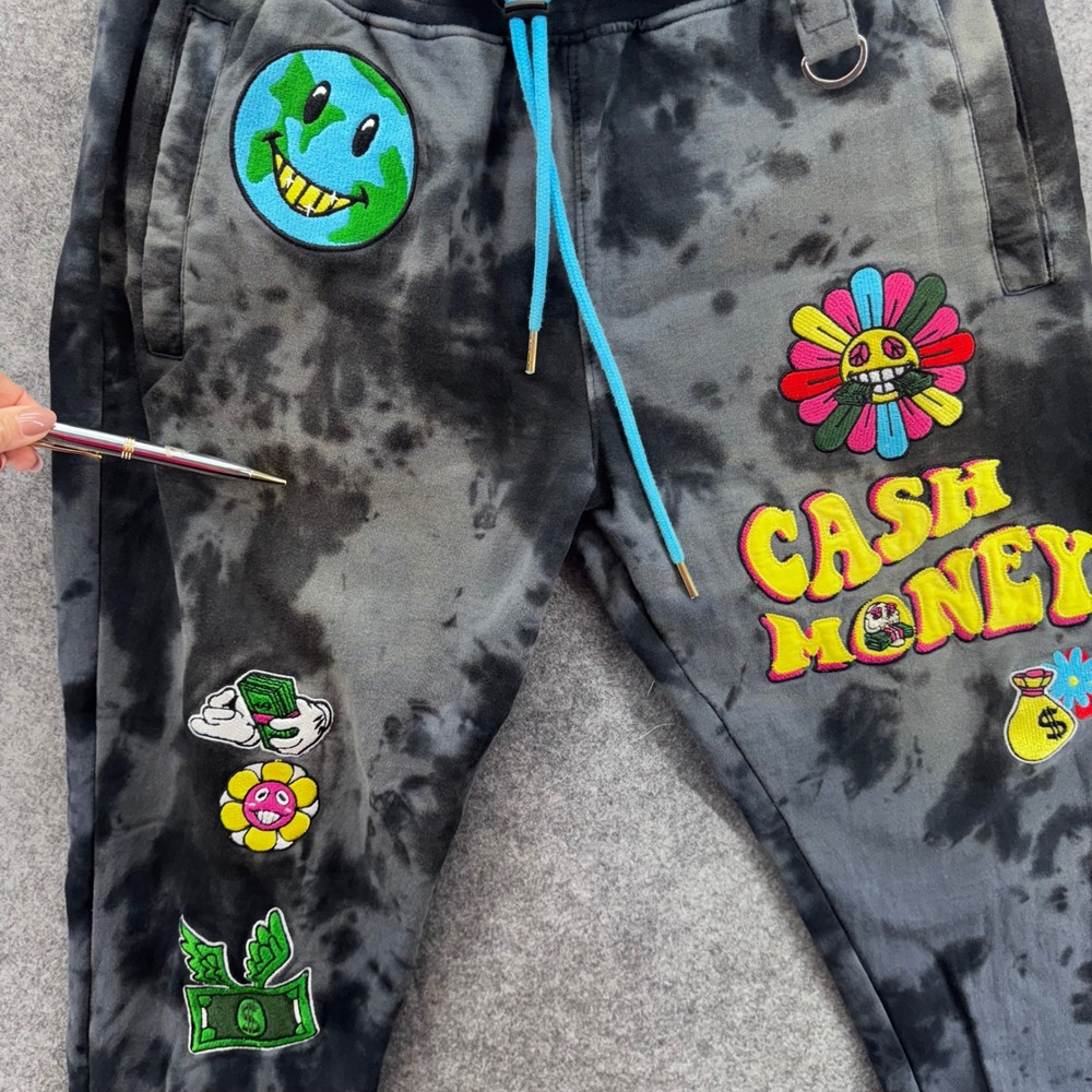 REASON Cash Money Tie Dye Jogger Sweatpant Size M Embroidered Patches‎ Graphic - Picture 11 of 11